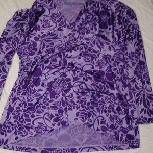 Source Unknown Purple Floral Blouse